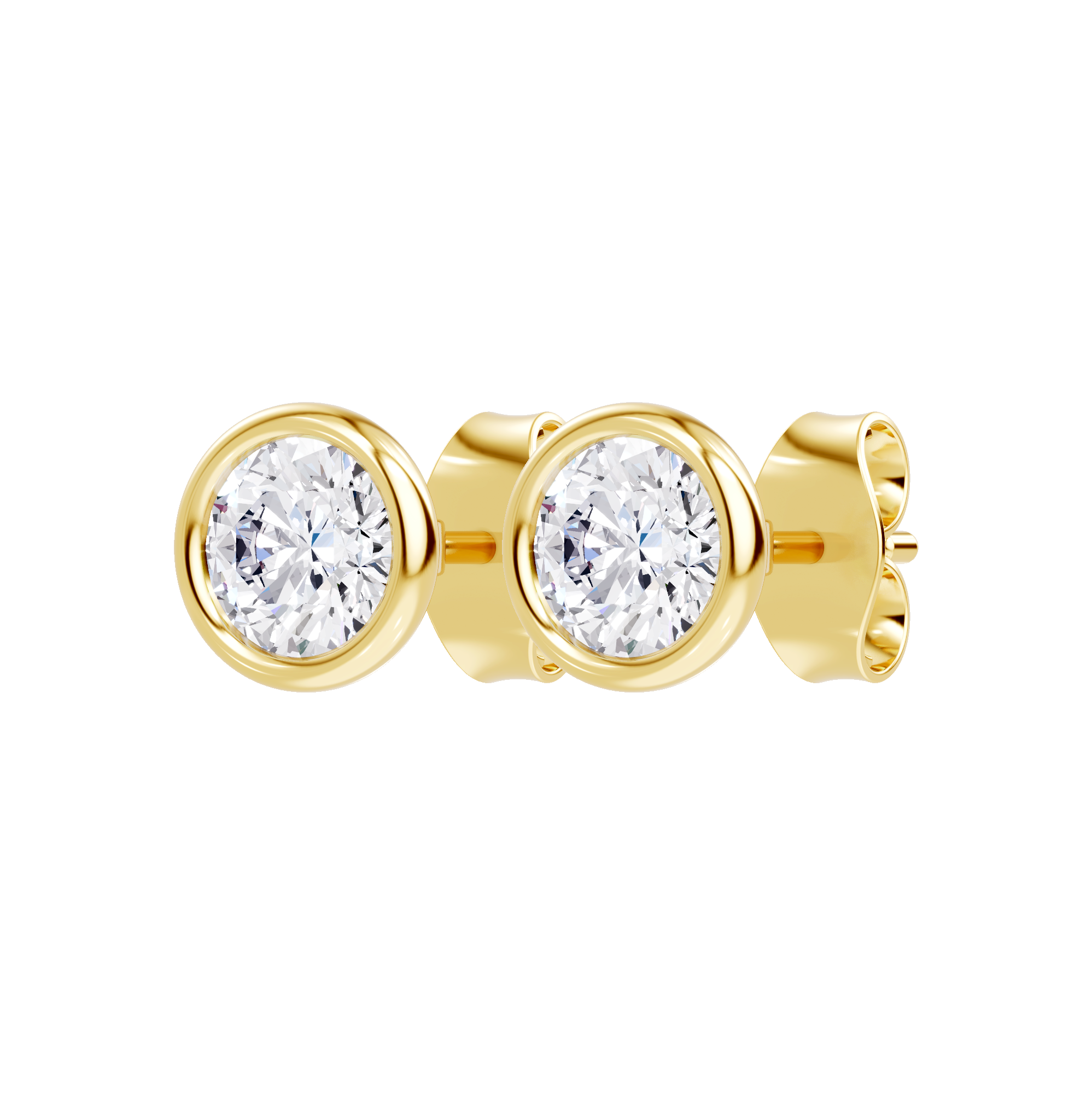 14K Yellow Gold Modern Bezel-Set Lab Diamond Stud Earrings (1 ct. tw.)